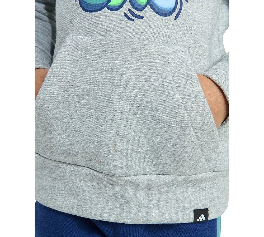 adidas Toddler & Little Boys Long-Sleeve Graphic Fleece Pullover Hoodie Jogger Pants, 2 Piece Set