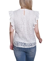 Ny Collection Women's Flutter Sleeve Lace Top