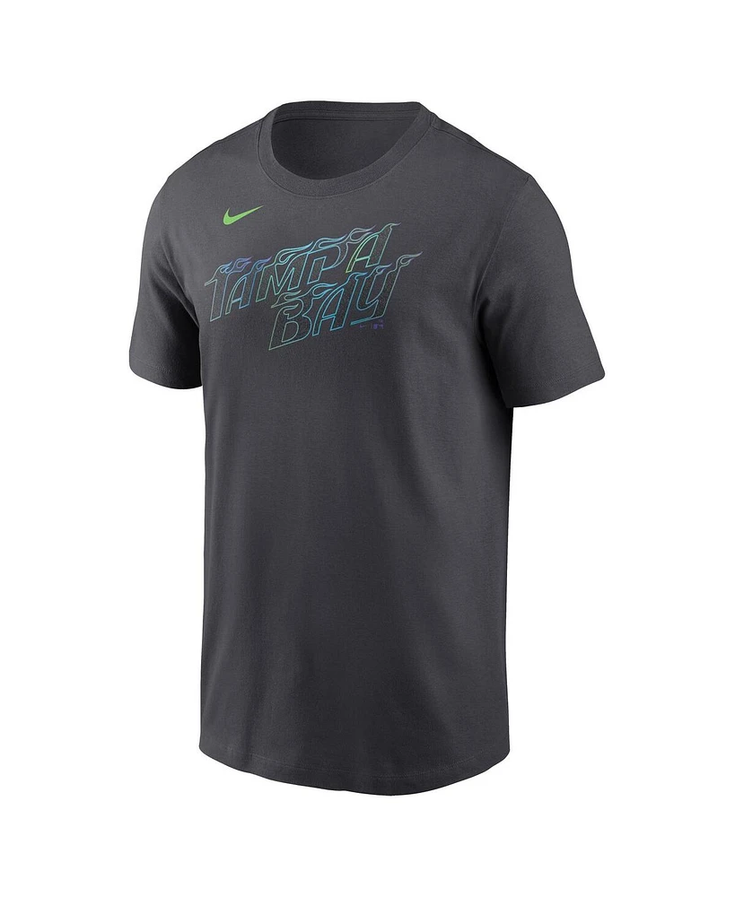 Nike Men's Yandy Diaz Gray Tampa Bay Rays Fuse City Connect Name Number T-Shirt
