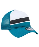 New Era Men's White/Teal Jacksonville Jaguars Color Block 9FORTY A-Frame Trucker Adjustable Hat