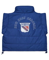 Mitchell & Ness Women's Blue New York Rangers Cropped Full-Zip Puffer Vest