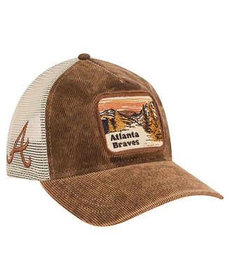 New Era Men's Dark Brown Atlanta Braves Vintage Landscape 9TWENTY A-Frame Adjustable Trucker Hat
