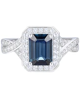 Sapphire (1-3/4 ct. t.w.) & Diamond (3/8 ct. t.w.) Halo Twist Ring in 14k White Gold