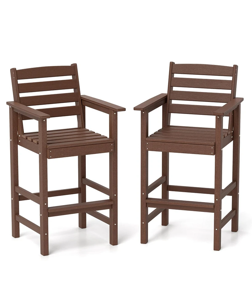 Slickblue Patio Hdpe Adirondack Bar Chairs Set of 2 with Wide Armrests