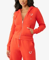 True Religion Women's Lurex Buddha Zip Up Hoodie