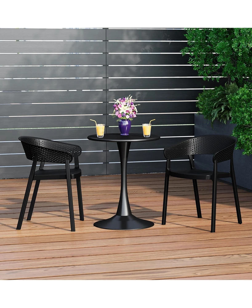 WestinTrends Outdoor Modern Stackable Plastic Resin Patio Dining Armchair (Set of 2