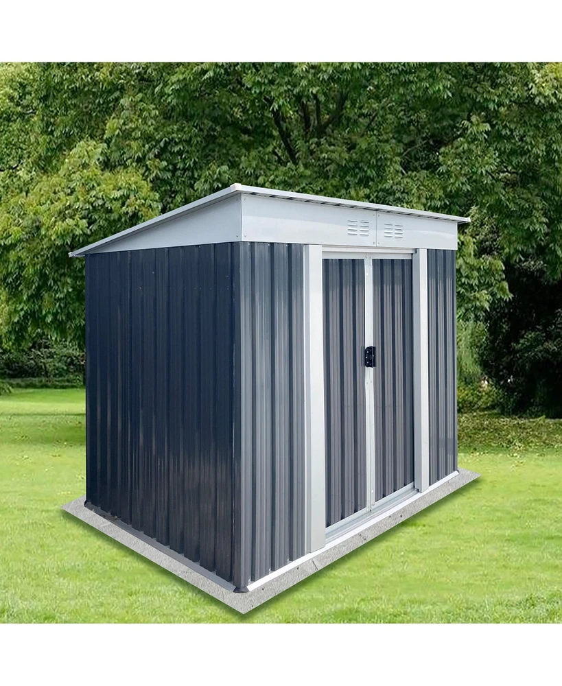 Mondawe 6FT Wx4FT H Metal Outdoor Storage Sheds with Sliding Doors