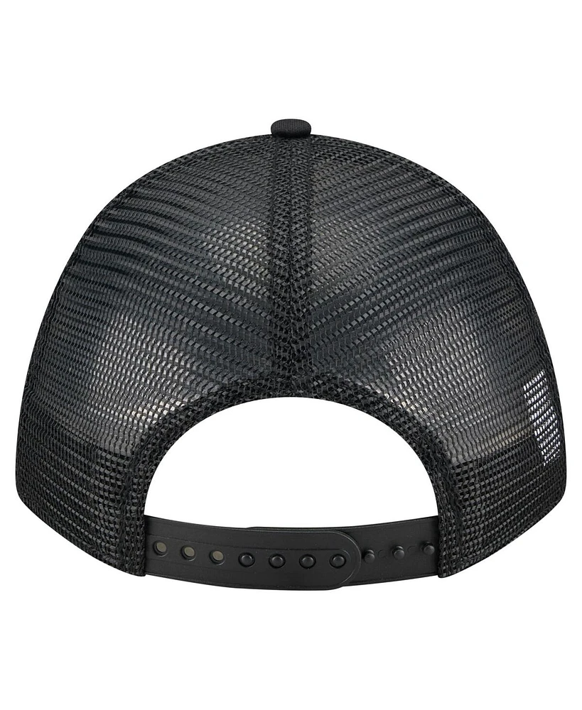 New Era Men's Black Texas Rangers City Initial 9FORTY A-Frame M-Crown Adjustable Trucker Hat