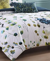 Bebejan Abstract Vines Bedding 220 Thread Count 100% Cotton Sateen 5 Piece King Size Reversible Comforter Set