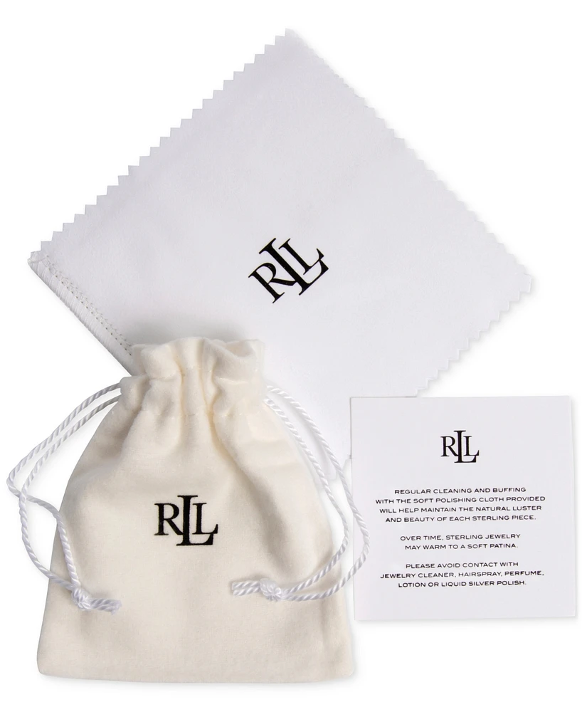 Lauren Ralph Lauren Silver-Tone Black Leather 36" Adjustable Slider Pendant Necklace