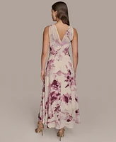 Donna Karan New York Women's Chiffon Floral Print Faux-wrap Midi Dress