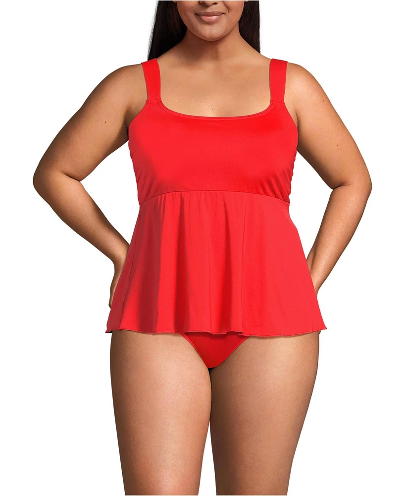 Lands' End Plus Adjustable Scoop Neck Flutter Tankini Top