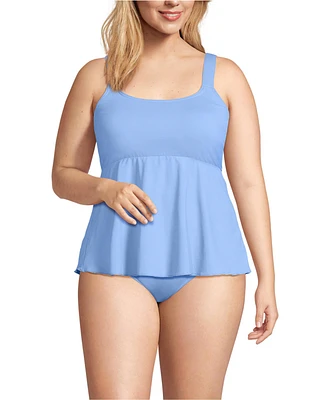 Lands' End Plus Adjustable Scoop Neck Flutter Tankini Top