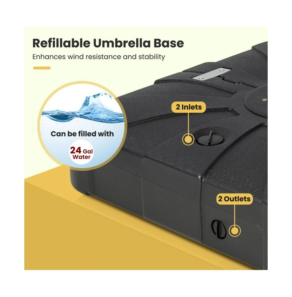 33.5 x 33.5 Inch Fillable Cantilever Umbrella Base with Wheels