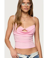 Edikted Womens Layered Bra Cowl Neck Top