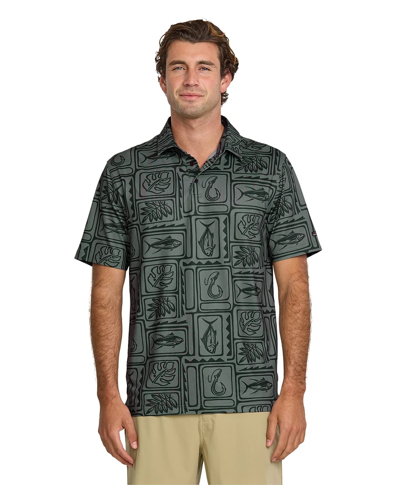 Quiksilver Waterman Men's Regular Fit Fish Block Polo Shirt