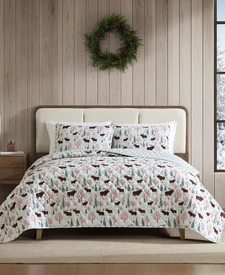 Eddie Bauer Mountain Moose Flannel Cotton Reversible 3-Pc. Quilt Set