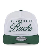 New Era Men's White/Hunter Green Milwaukee Bucks 2025 Nba Draft On-Stage Nylon 19TWENTY Adjustable Hat