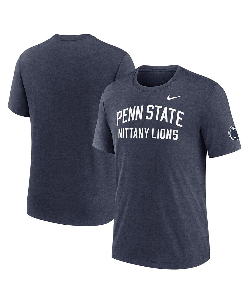 Nike Men's Heather Navy Penn State Nittany Lions Campus Collegiate Block Tri-Blend T-Shirt