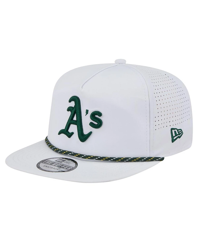 New Era Men's White Athletics Perforated Golfer Snapback Hat