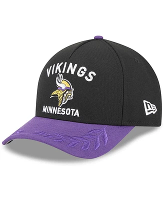 New Era Big Boys and Girls Black/Purple Minnesota Vikings 2025 Nfl Draft 9FORTY A-Frame M-Crown Adjustable Hat