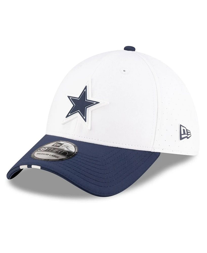 New Era Men's White/Navy Dallas Cowboys 2025 Nfl Training Camp 39THIRTY Flex Hat