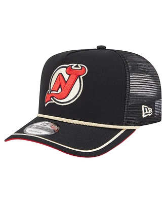 New Era Men's Black New Jersey Devils Vintage Team Rope A-Frame 9FIFTY Snapback Hat