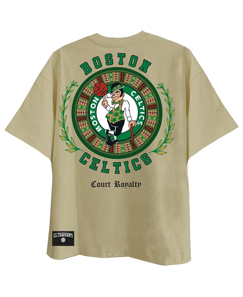 Two Hype Men's Khaki Boston Celtics Worldwide Collection Premium T-Shirt