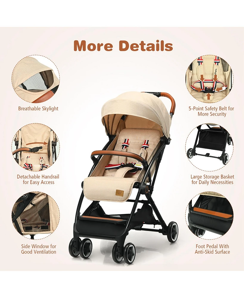 Costway Lightweight Stroller Aluminium Frame with Net for Travel 15 lbs