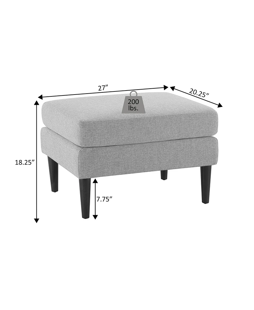 Convenience Concepts 27" Faux Linen Marlow Mid Century Ottoman