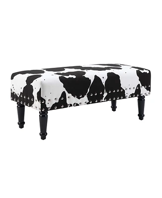 Convenience Concepts 40" Faux Cowhide Print Bench with Nailheads