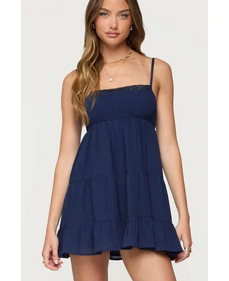 Edikted Women's Calley Scrunchy Tiered Mini Dress