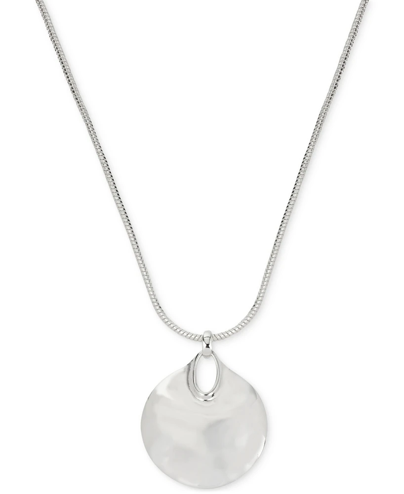 Robert Lee Morris Soho Silver-Tone Hammered Disc Pendant Necklace