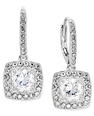 Eliot Danori Silver-Tone Crystal Square Drop Earrings, Created for Macy's