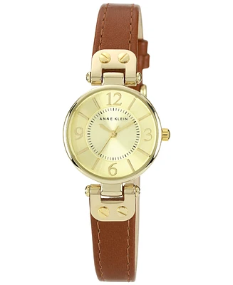Anne Klein Women's Brown Leather Strap Watch 10-9442CHHY
