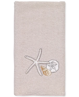 Avanti Seaglass Embroidered Seashell Cotton Fingertip Towel, 11" x 18"