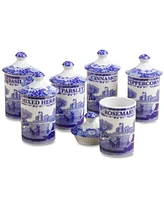 Spode Blue Italian Spice Jars, Set of 6