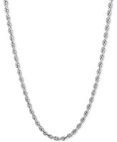 Lightweight Diamond Cut Rope Chain 24" Necklace (3mm) in 14k Yellow Gold