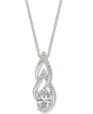 Eliot Danori Silver-Tone Cubic Zirconia Pendant Necklace, Created for Macy's