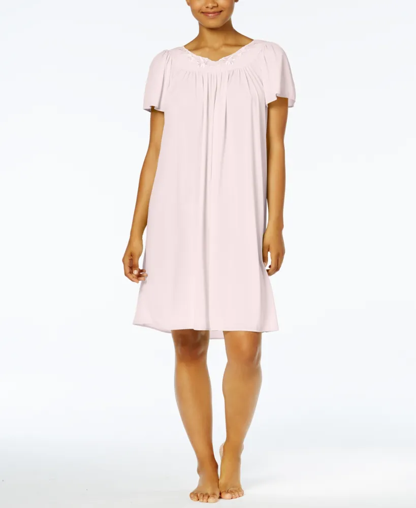 Miss Elaine Women's Short-Sleeve Embroidered Nightgown