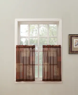 Eden Inspirational Patchwork Semi-Sheer Rod Pocket Kitchen Curtain Tier Pair