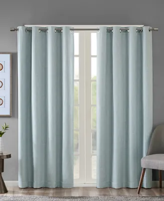Maya Heathered Blackout Curtain 1 Panel for bedroom, Grommet top fit up to 1.25 inches rod Single Curtain Panel for Living Room