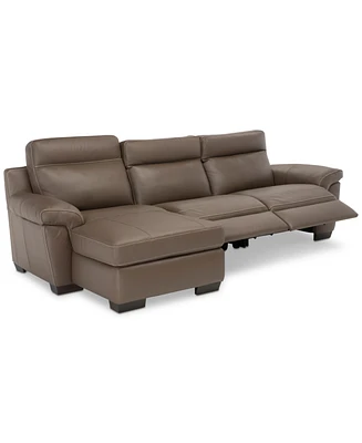Closeout! Julius Ii 3-Pc. Leather Chaise Sectional Sofa With 2 Power Recliners, Headrests And Usb Outlet