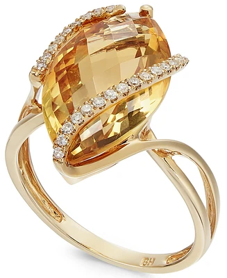 Effy Marquise-Cut Pink Amethyst (6-7/8 ct. t.w.) and Diamond (1/8 Wrap Ring 14k Gold (Also Citrine & London Blue Topaz)