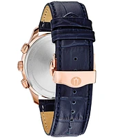 Bulova Men's Chronograph Wilton Blue Leather Strap Watch 46.5mm