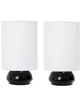 Simple Designs Gemini Colors 2 Pack Mini Touch Table Lamp Set with Fabric Shades