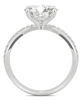 Moissanite Round Solitaire with Sides Ring (2-9/10 ct. tw. Diamond Equivalent) 14k White Gold