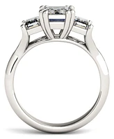 Moissanite Emerald Three Stone Ring (2-9/10 ct. tw.) 14k White Gold