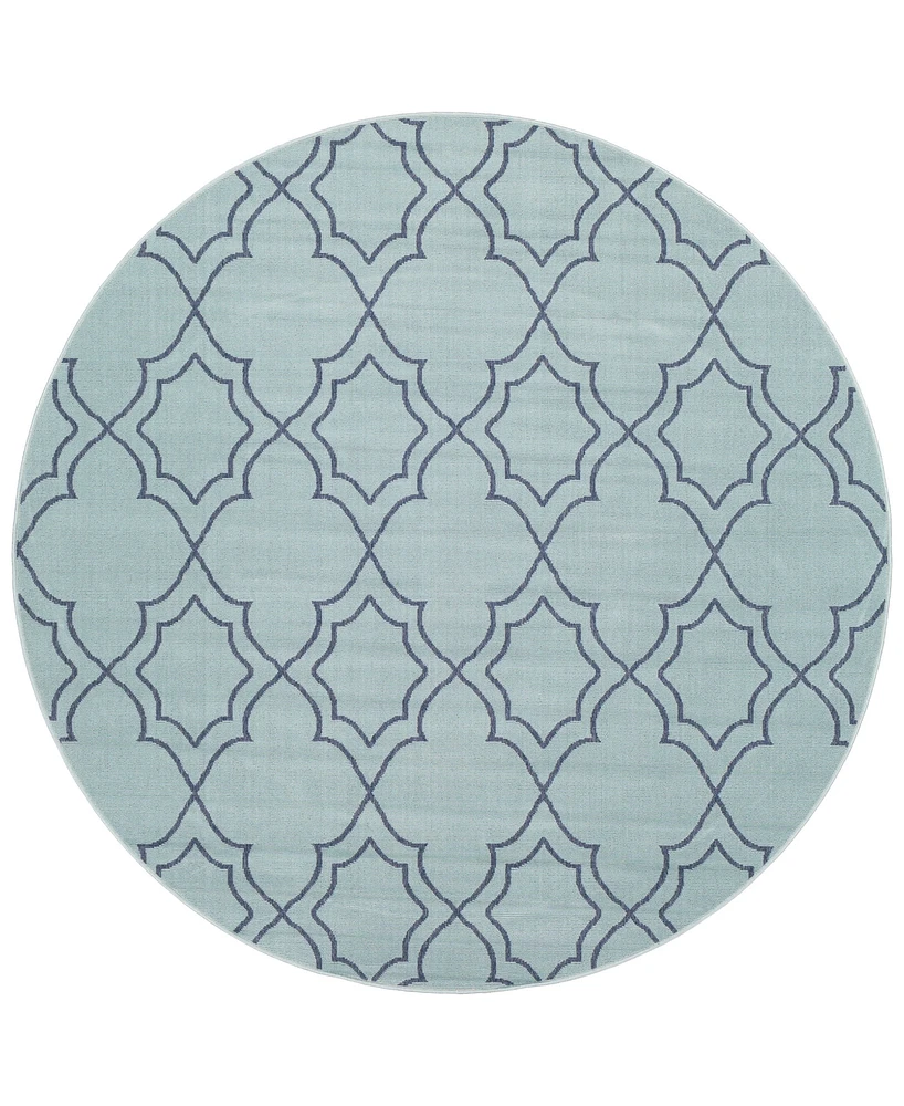Closeout! Livabliss Alfresco Alf-9652 Aqua 8'9" Round Area Rug, Indoor/Outdoor