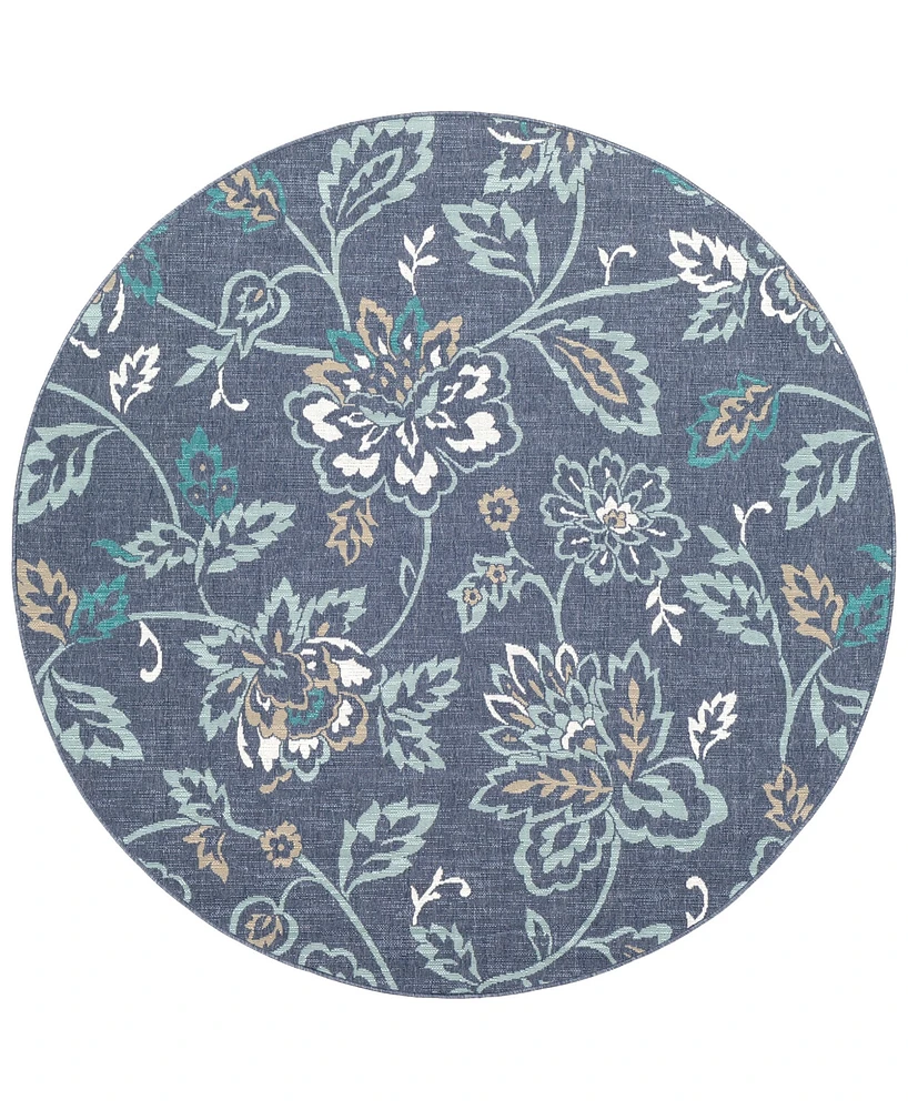 Livabliss Alfresco Alf-9673 Charcoal 8'9" Round Area Rug, Indoor/Outdoor